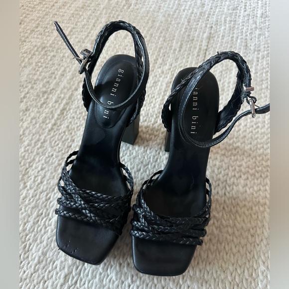 Gianni Bini Black Rope Braided Platform Heels Size 7 - Picture 5 of 10